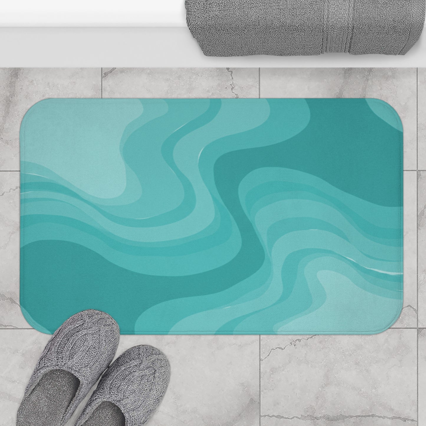 Tif Green Wavey 34" x 21" Bath Mat