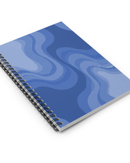 Deep Blue Wavey Spiral Notebook - Ruled Line, 6" x 8", 118 pages