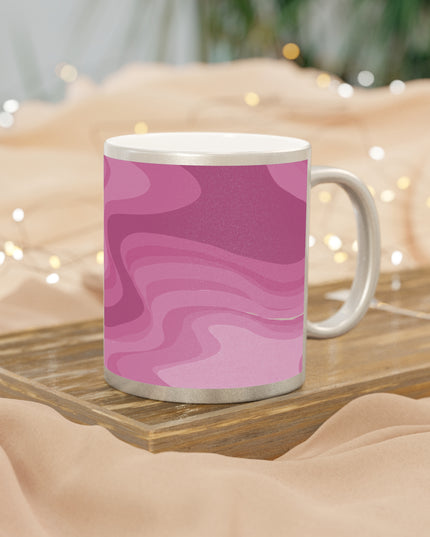 Pinky Mauve Wavey 11 oz Metallic Mug (Silver\Gold)