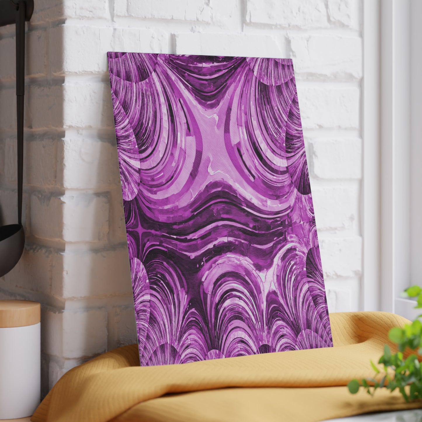 Uzi Spiral Powder Lavender Pastel 8" x 11" Glass Cutting Board