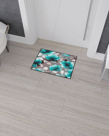 Tif Green Gray Floral Bunch Heavy Duty Floor Mat, 18" x 24"