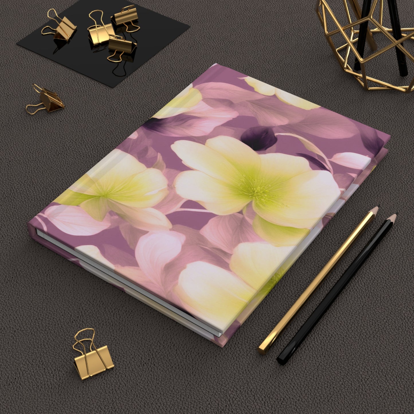 Lemon Blossom Floral Bunch Hardcover Journal Matte with 150 lined pages, 5.75" x 8"
