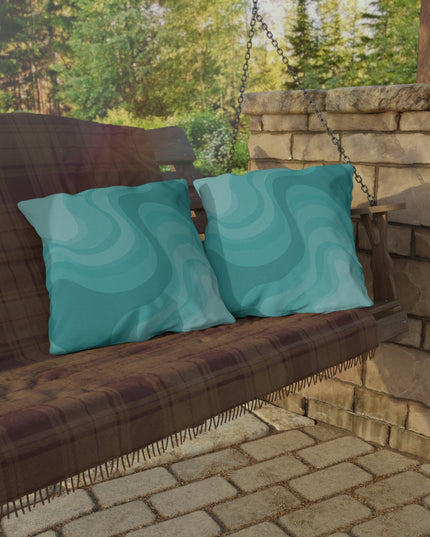 Tif Green Wavey 20" x 20" Outdoor Pillow