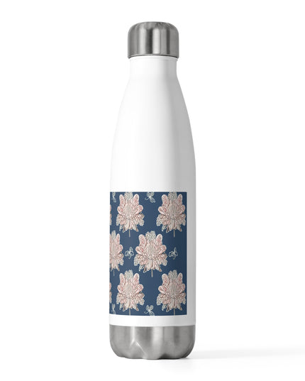 Rose White Floral Butterflies 20oz Insulated Water Bottle