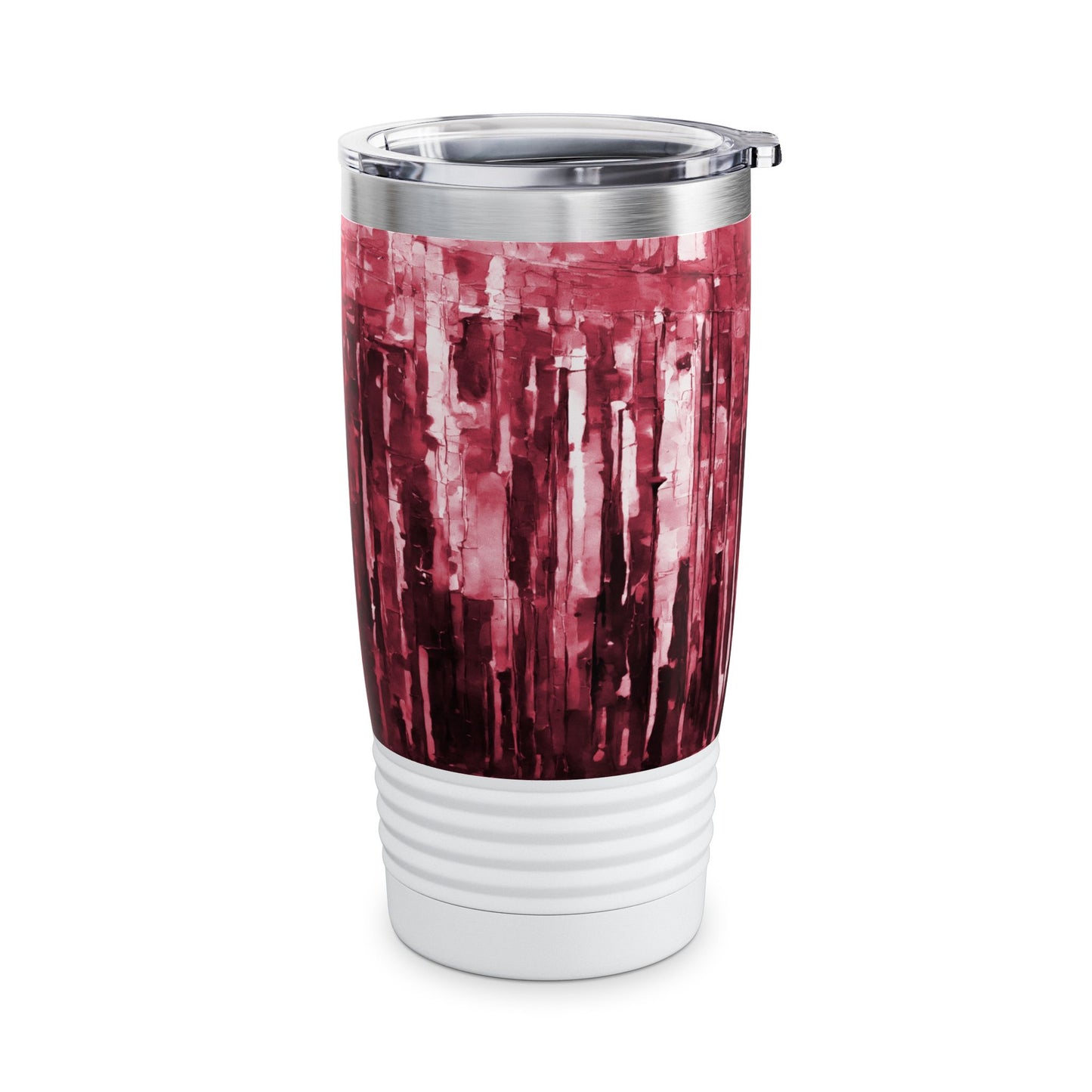 Striped Ruby Ringneck Tumbler, 20oz in white, steel and black