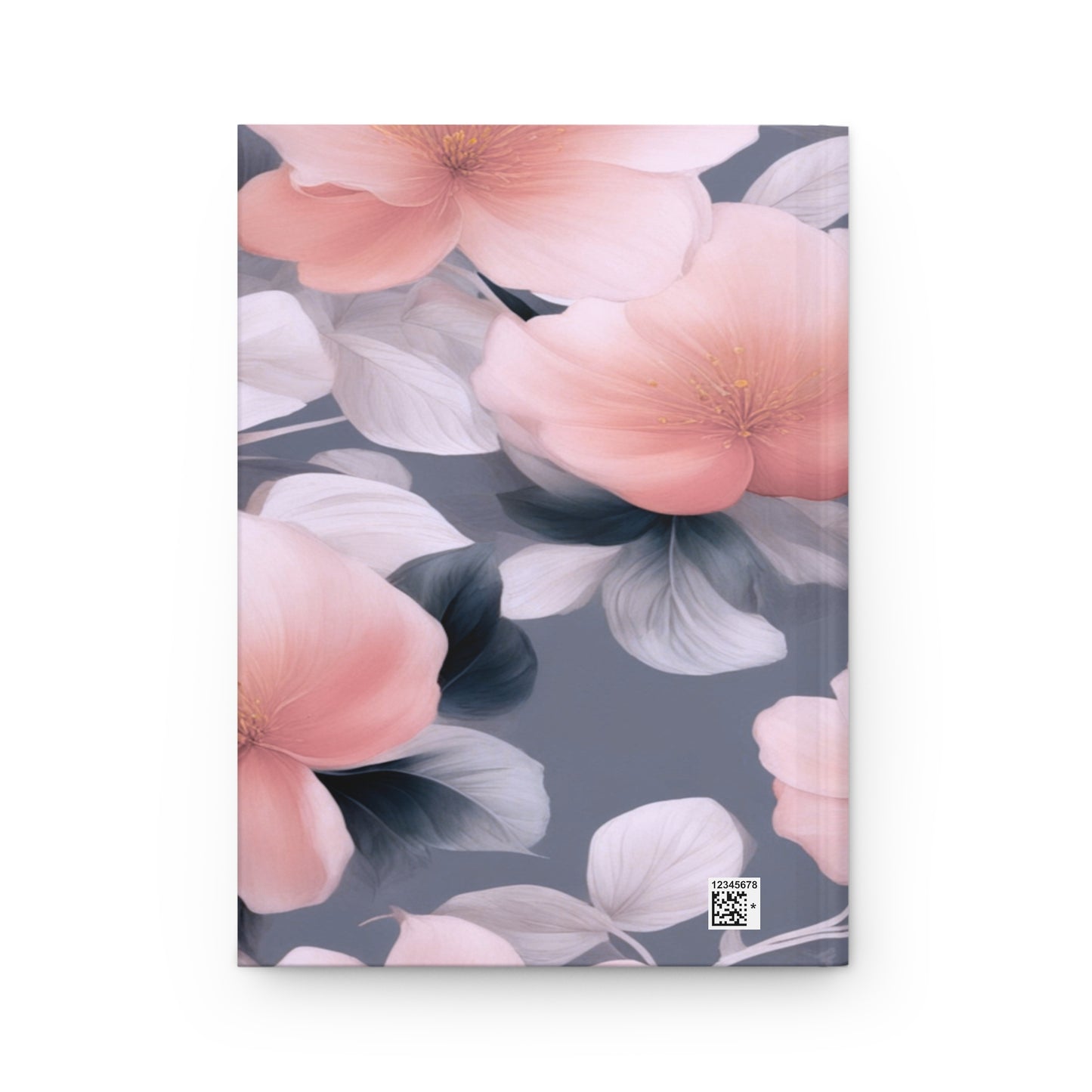 Peach and Blue Gray Floral Bunch Hardcover Journal Matte with 150 lined pages, 5.75" x 8"