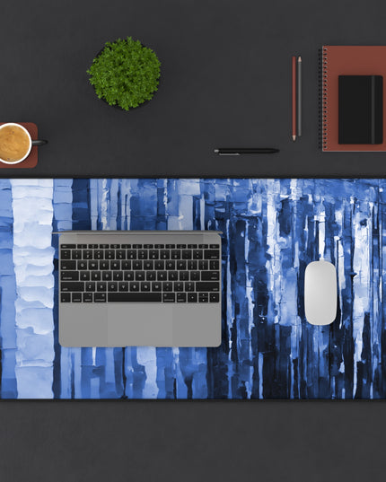 Striped Deep Blue 16" x 32" Desk Mat