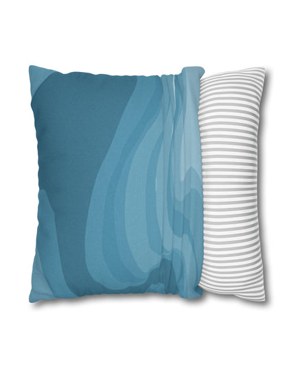 Sky Blue Wavey Spun Polyester Square Pillowcase, 14" x 14"