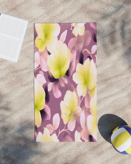 Lemon Blossom Floral Bunch Beach Towel, 24" x 44"