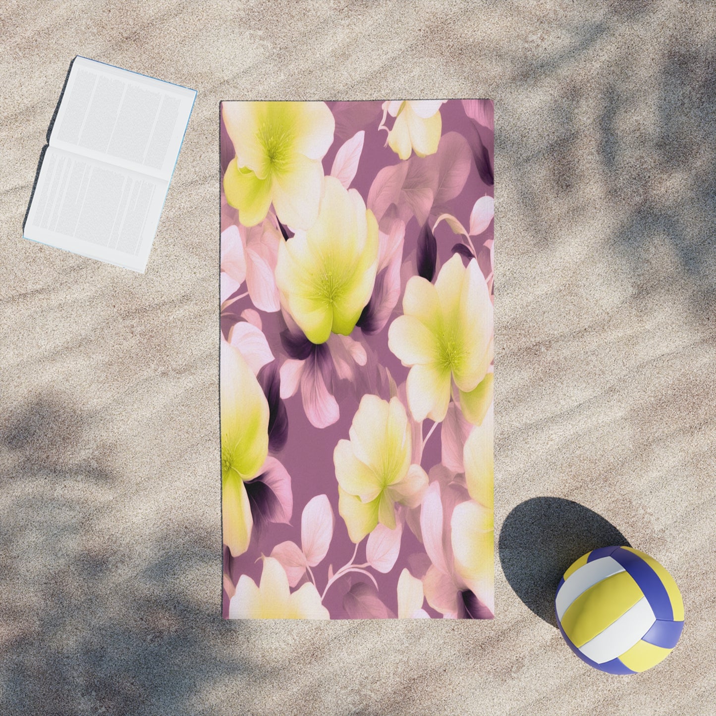 Lemon Blossom Floral Bunch Beach Towel, 24" x 44"