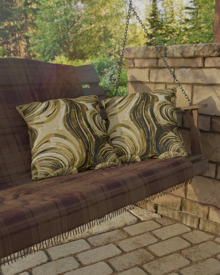 Uzi Spiral Light Brown Outdoor Pillow, 18" x 18"