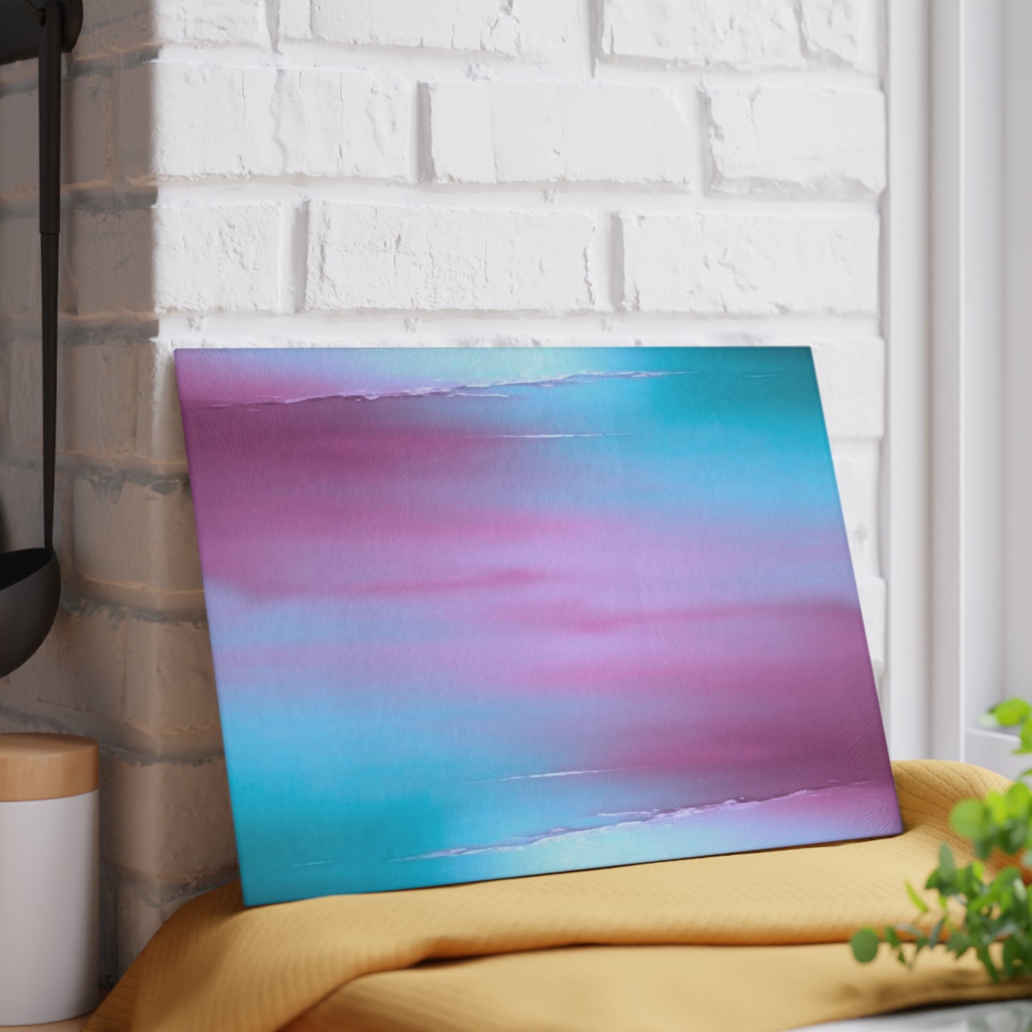 Wine Sea Blue Fog 8" x 11" Glass Cutting Board