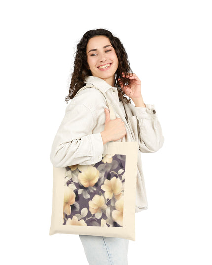 White Blush Floral Bunch Cotton Canvas Tote Bag