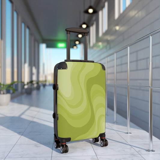 Lemon Wavey Small Suitcase with built in lock, 4 double-wheels, telescopic handle, and ABS back hard-shell