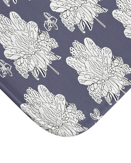 White Floral Butterflies 24" x 17" Bath Mat