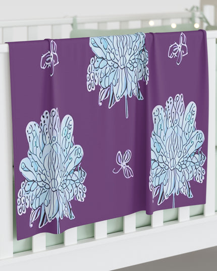 Blue Floral Butterflies Baby Swaddle 30″×40″ Blanket