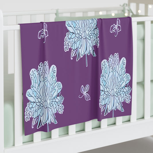 Blue Floral Butterflies Baby Swaddle 30″×40″ Blanket