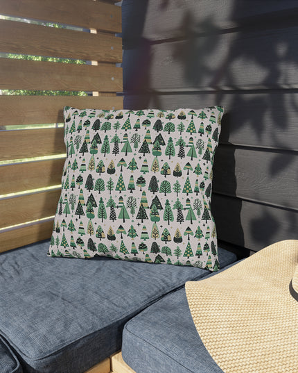Mini Vintage Green Trees 16" x 16" Outdoor Pillow