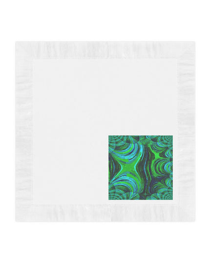 Uzi Spiral Blue Green White Coined Napkins, 6.5" x 6.5"
