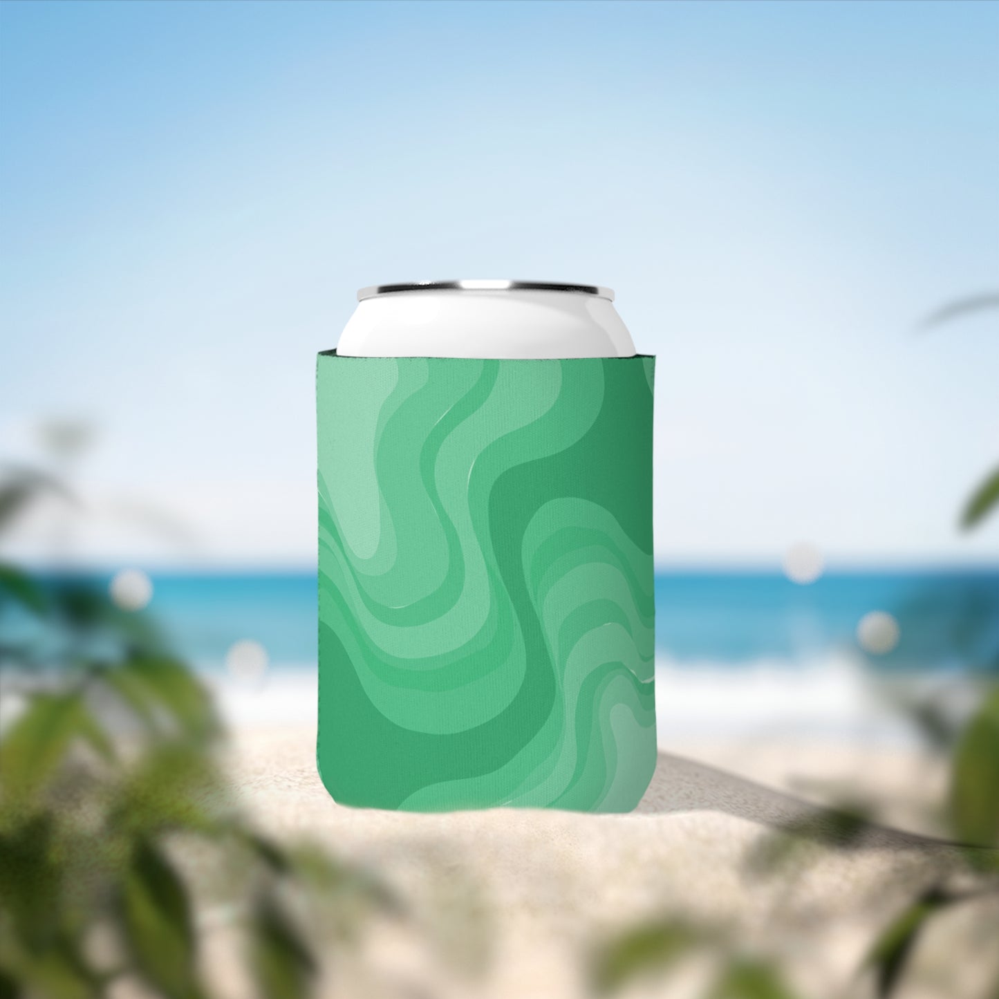 Mint Green Wavey 12 oz Can Cooler Sleeve