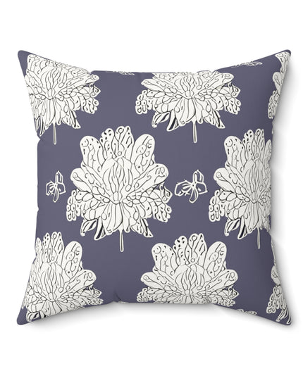 White Floral Butterflies 20" x 20" Faux Suede Square Pillow