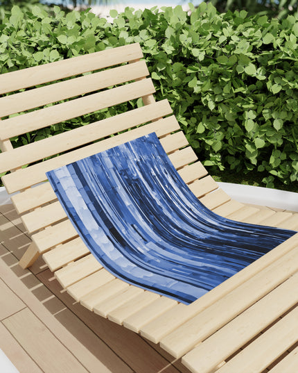 Striped Deep Blue Beach Towel, 18" x 27"