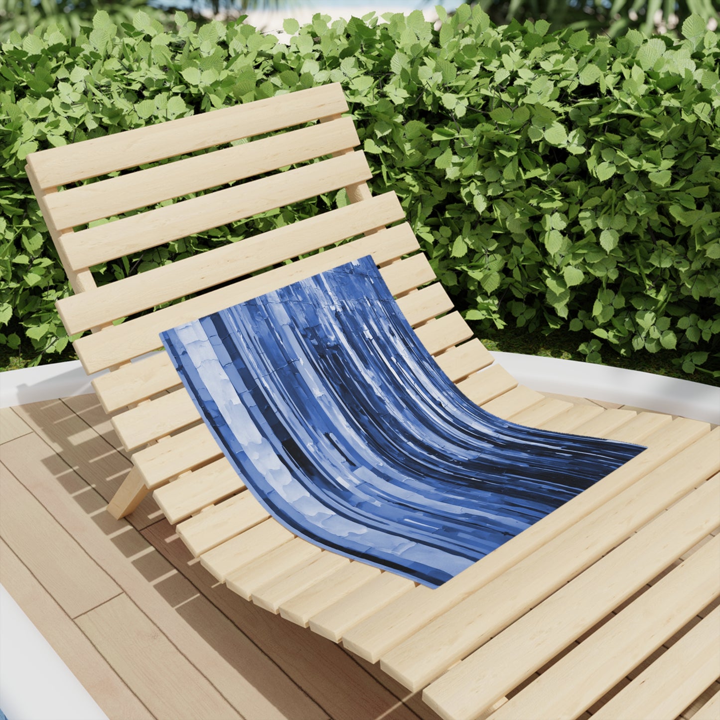 Striped Deep Blue Beach Towel, 18" x 27"