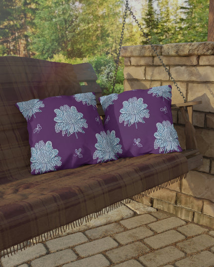Blue Floral Butterflies 18" x 18" Outdoor Pillow