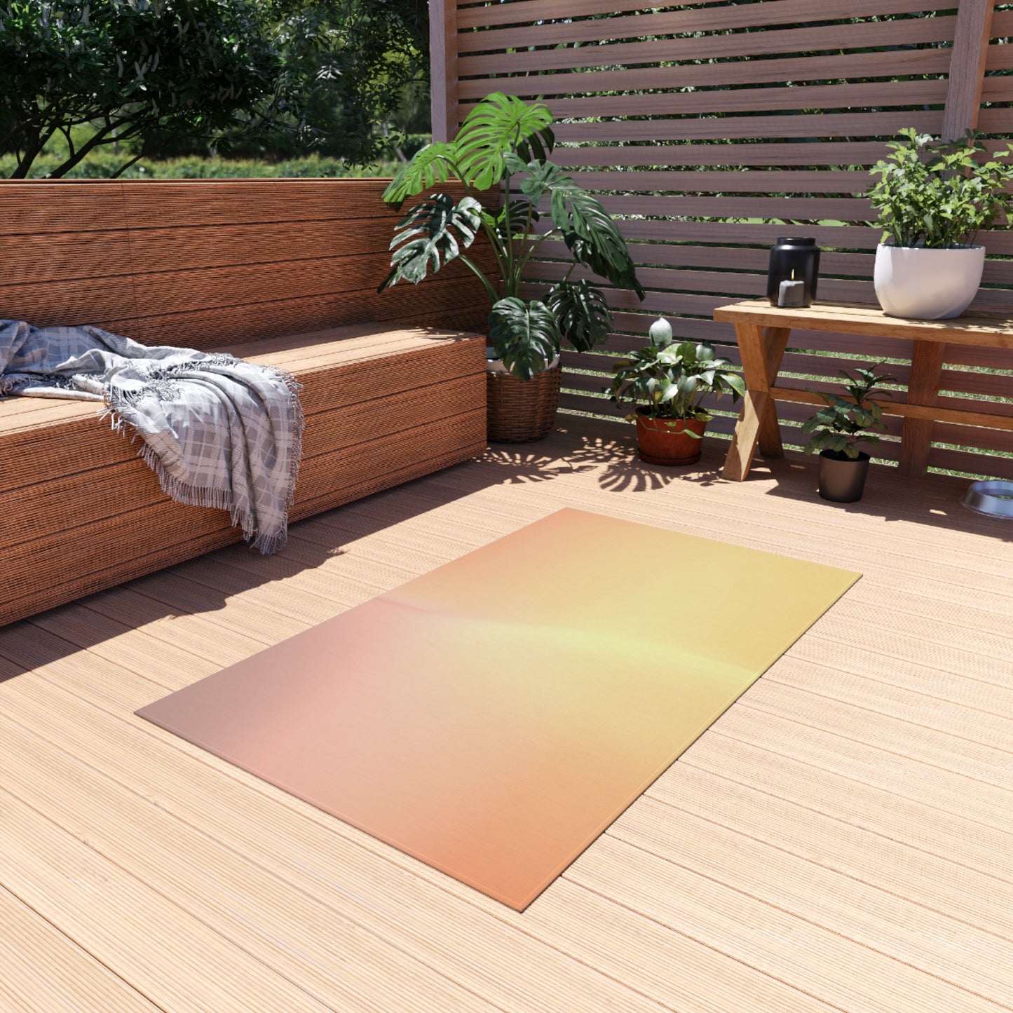 Hot Peach Fade Outdoor Rug, 36" x 60"