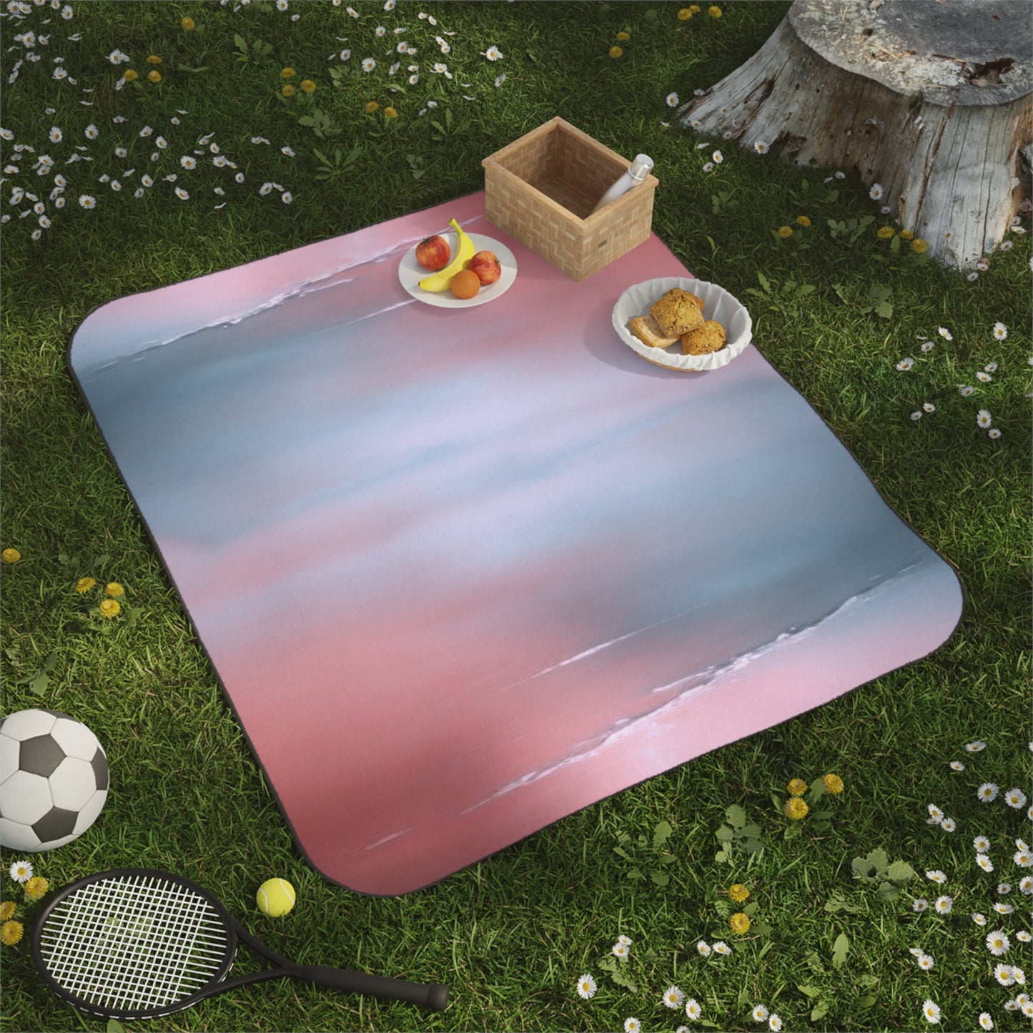 Gray Sea Pink Fog 61" × 51" Picnic Blanket