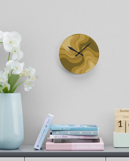 Brown Wavey 8" x 8" Round Acrylic Wall Clock