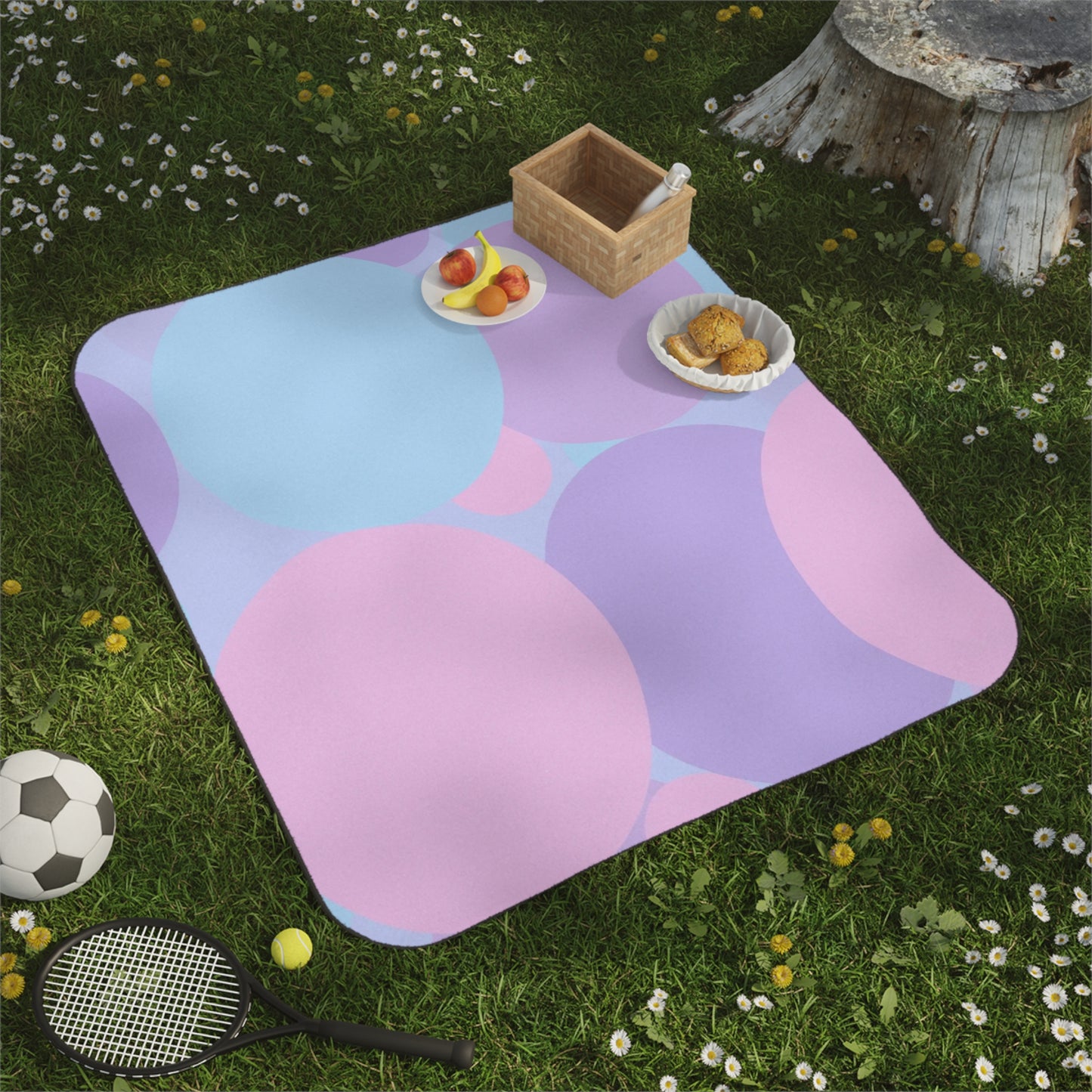 Pastel Purple and Mauve Patches 61" × 51" Picnic Blanket