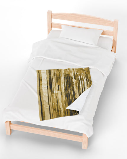 Striped Light Brown Velveteen Plush Blanket, 30" x 40"