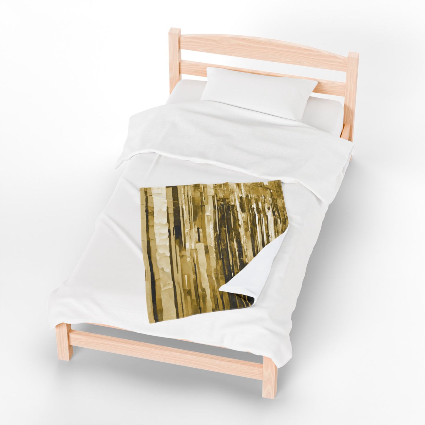 Striped Light Brown Velveteen Plush Blanket, 30" x 40"