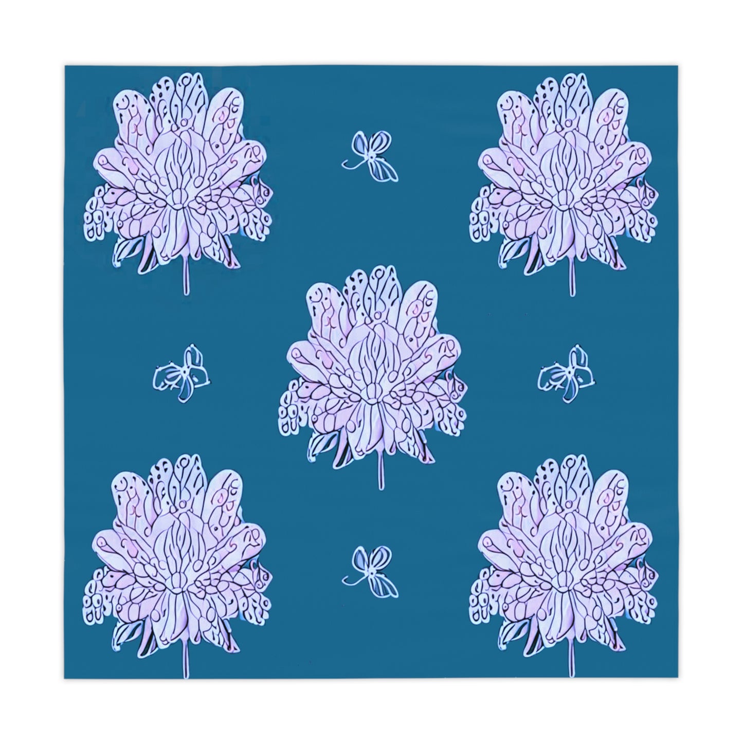 Lavender Floral Butterflies Tablecloth, 55" x 55"