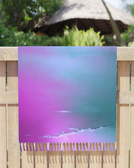 Dark Blue Green Sea Purple Fog 38" × 81" Boho Beach Cloth