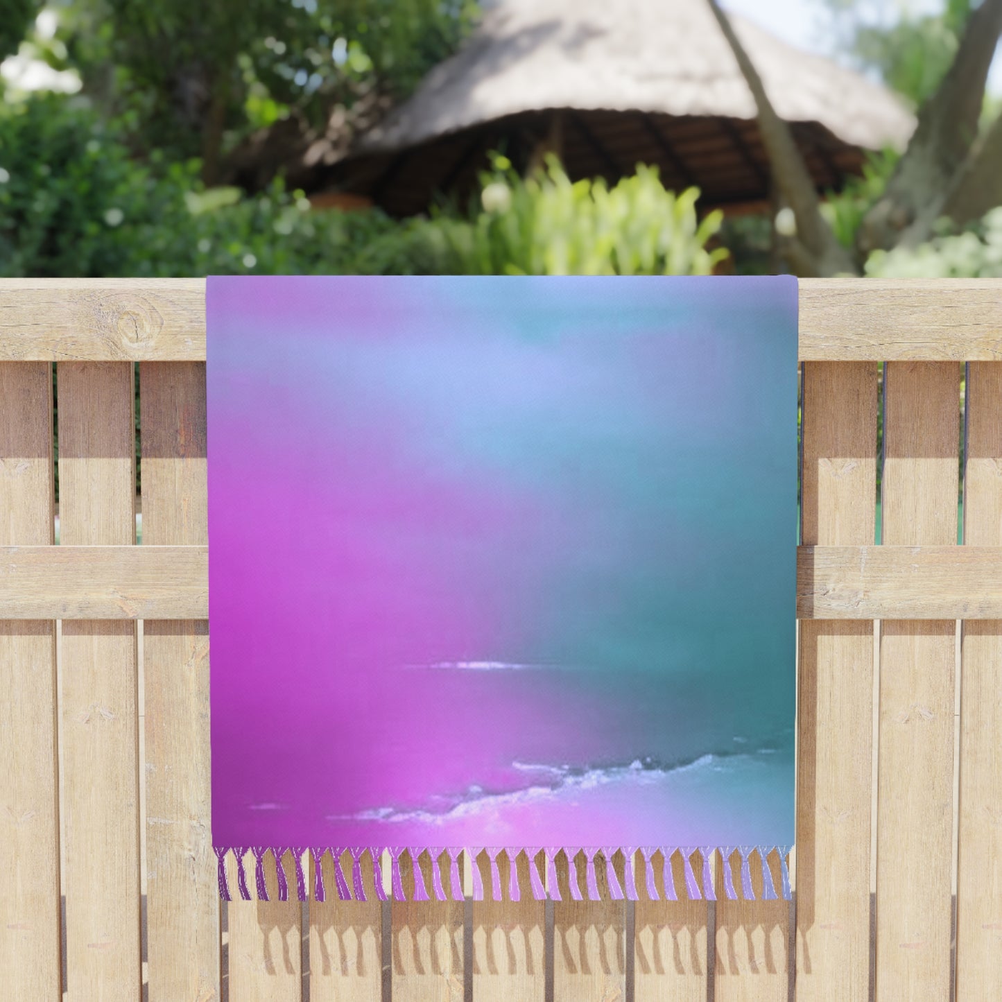Dark Blue Green Sea Purple Fog 38" × 81" Boho Beach Cloth