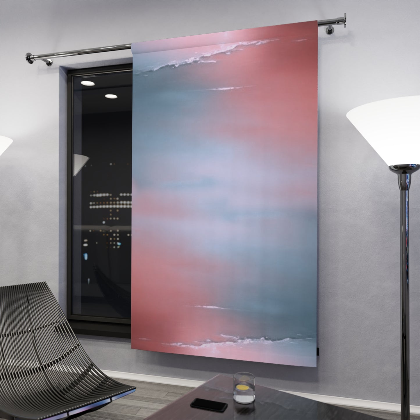 Gray Sea Pink Fog Window Curtain, 50" x  84", blackout