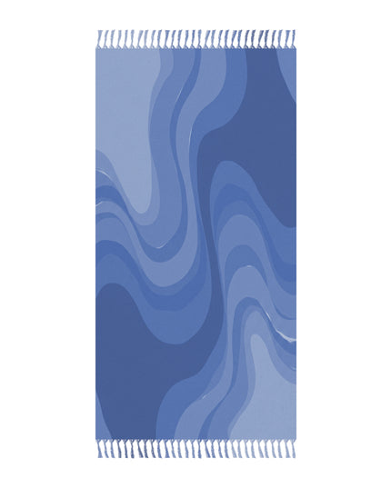 Deep Blue Wavey 38" × 81" Boho Beach Cloth