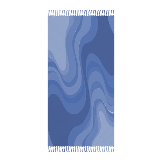 Deep Blue Wavey 38" × 81" Boho Beach Cloth