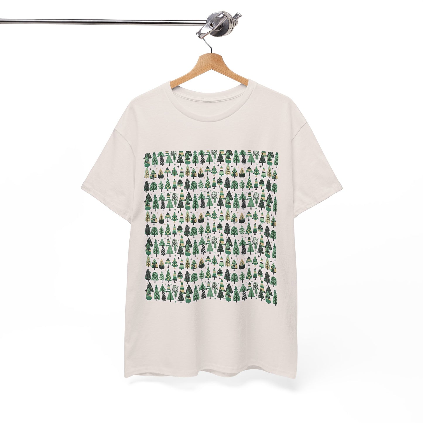 Mini Vintage Green Trees Unisex Heavy Cotton Tee, Medium