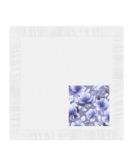 Indigo Blossom Floral Bunch White Coined Napkins, 6.5" x 6.5"