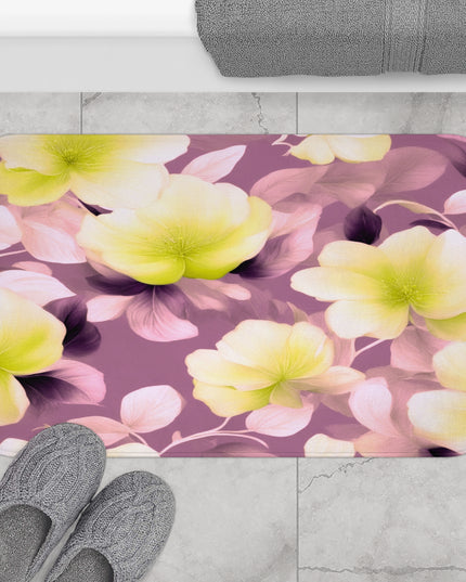 Lemon Blossom Floral Bunch 34" x 21" Bath Mat