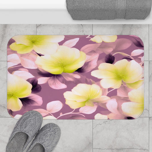 Lemon Blossom Floral Bunch 34" x 21" Bath Mat