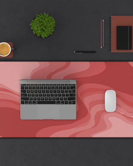 Power Red Wavey 16" x 32" Desk Mat