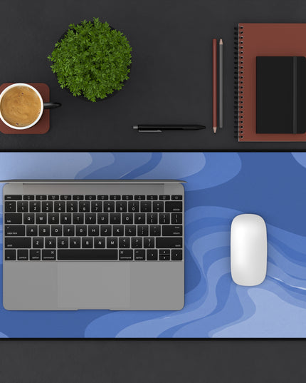 Deep Blue Wavey 12" x 22" Desk Mat