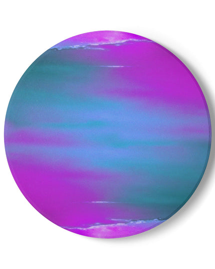 Dark Blue Green Sea Purple Fog 4" x 4" Round Ceramic Coaster