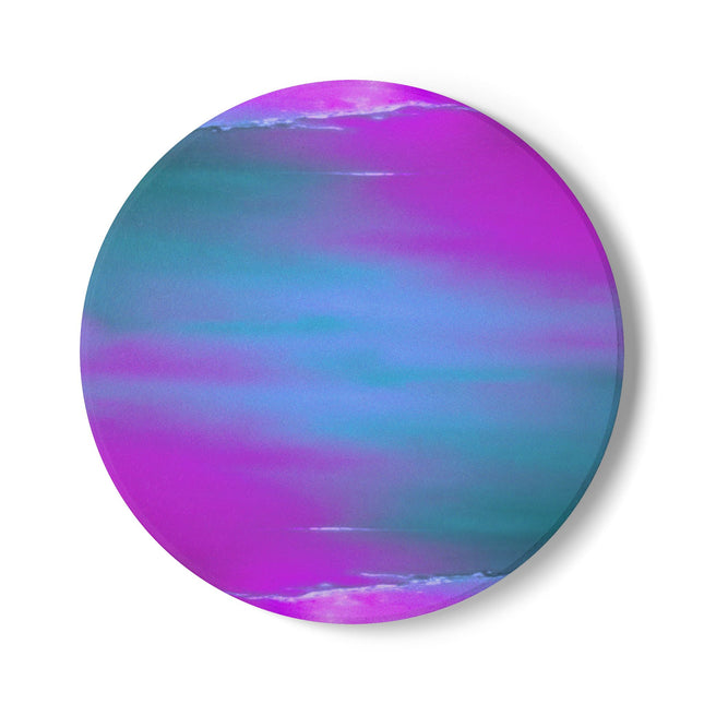 Dark Blue Green Sea Purple Fog 4" x 4" Round Ceramic Coaster