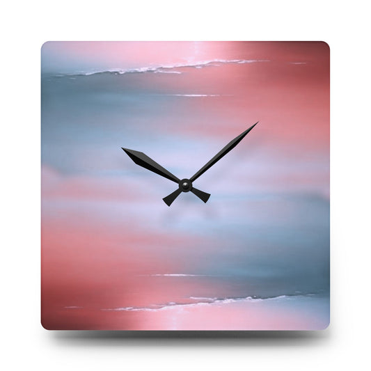 Gray Sea Pink Fog Acrylic Wall Clock, Round or Square, 10.75" x 10.75"