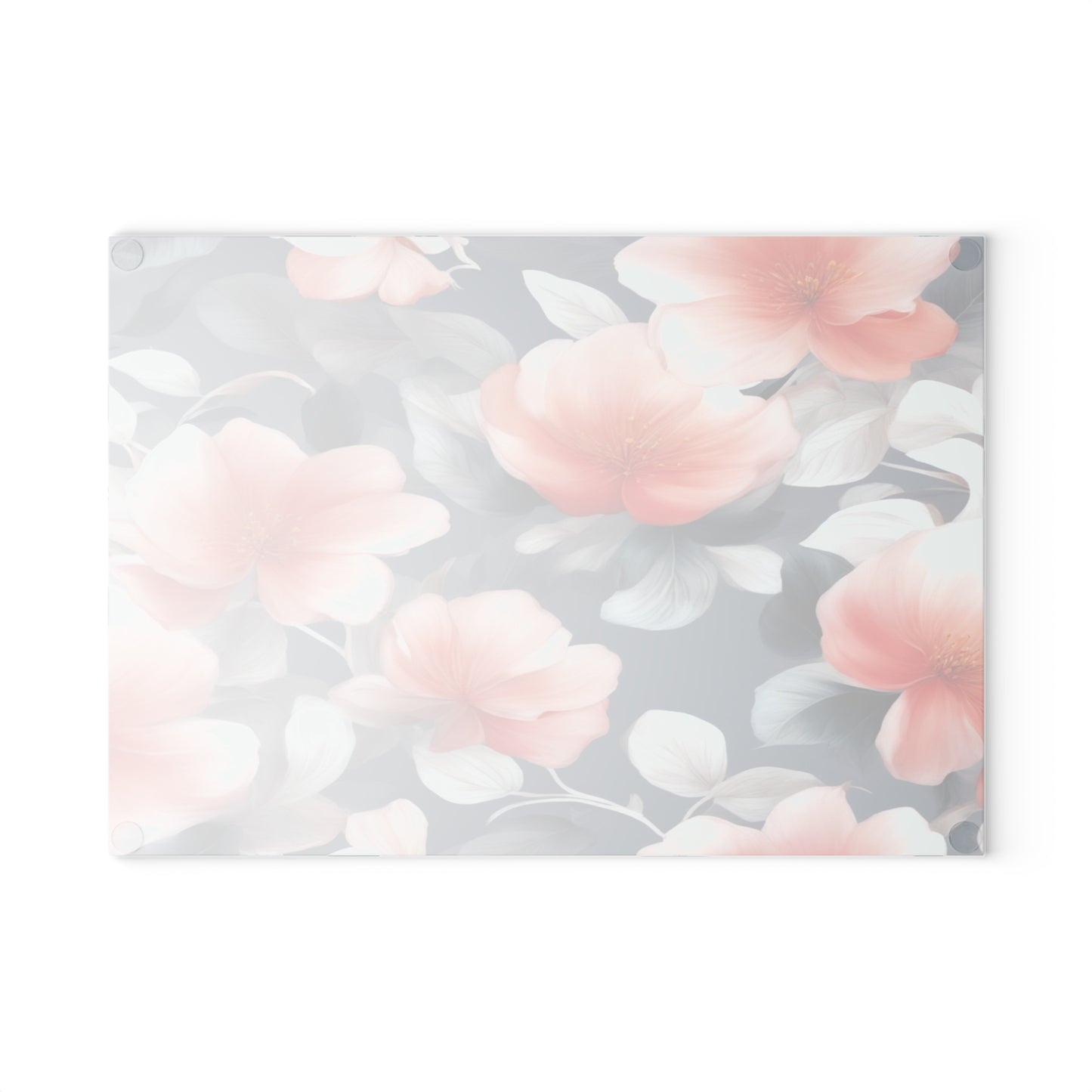Red Blossom Floral Bunch Glass Cutting Board, 8" x 11"